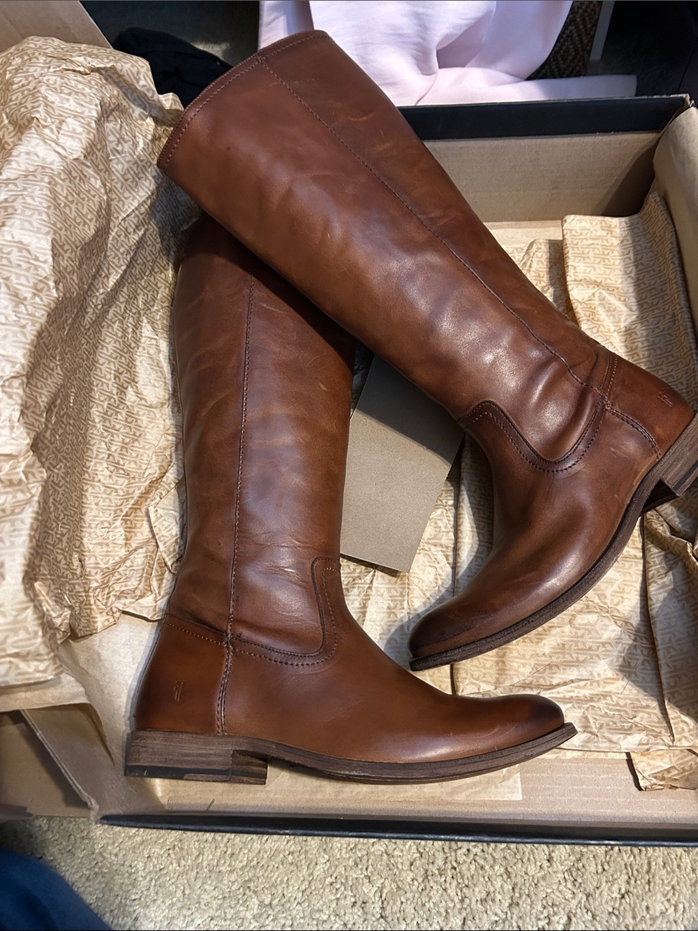 Frye Melissa Tall Leather Riding Boots - Brown